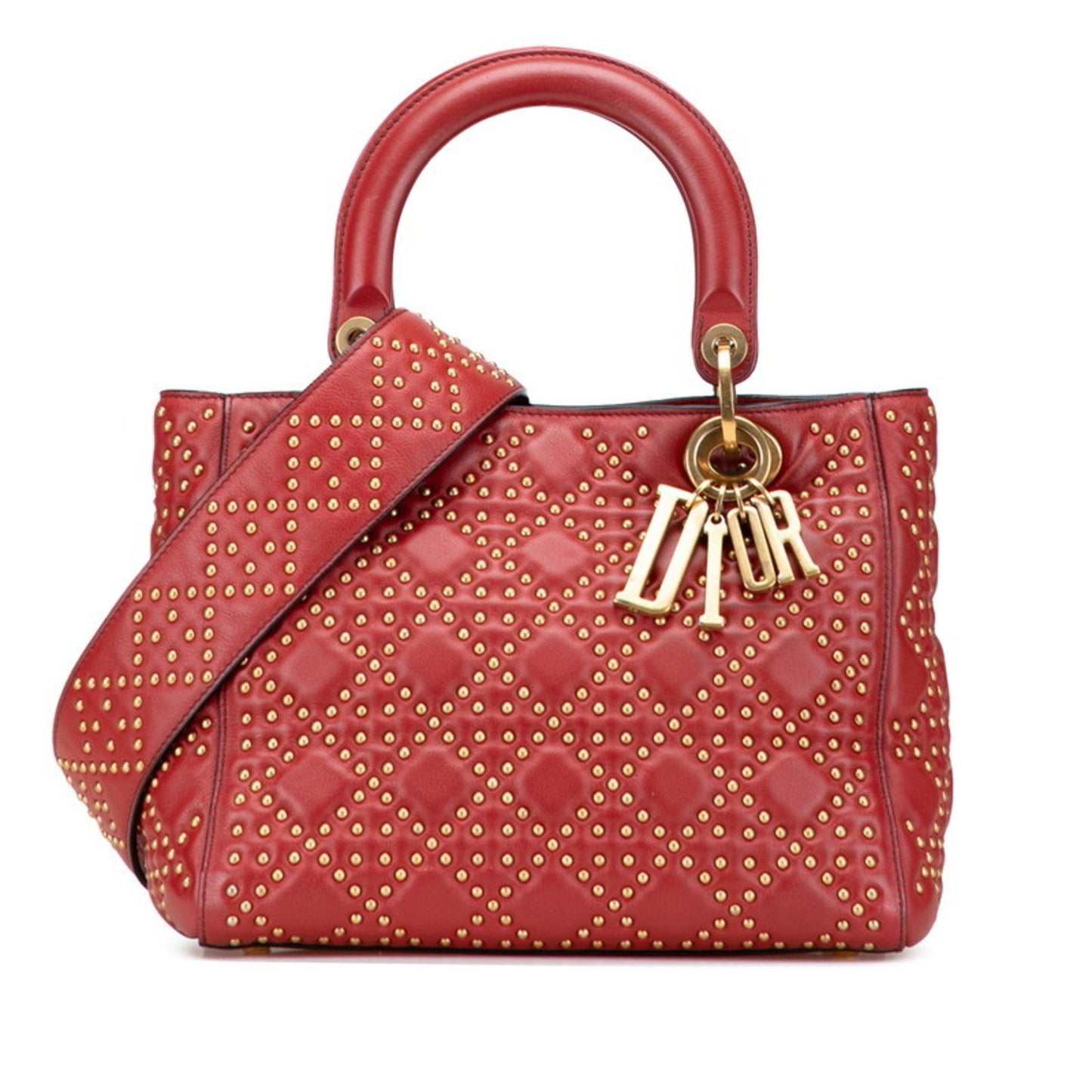 Dior Handbag Christian Lady Color Shoulder Bag 3 Leather Red