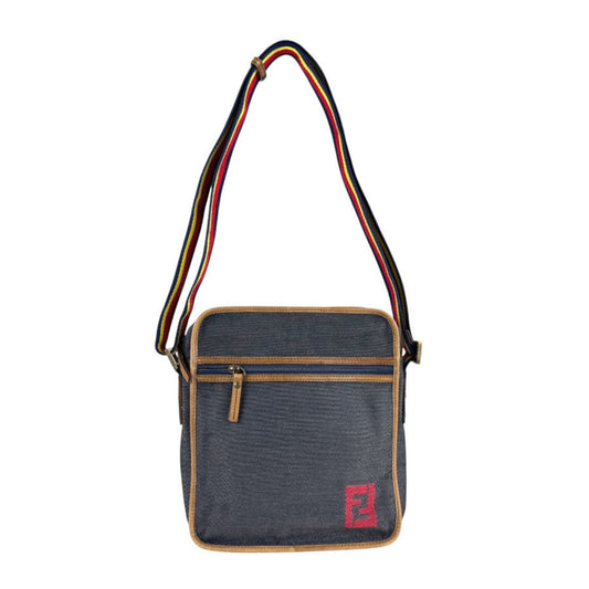 Dior Handbag Christian Shoulder Bag Leather Denim Brown