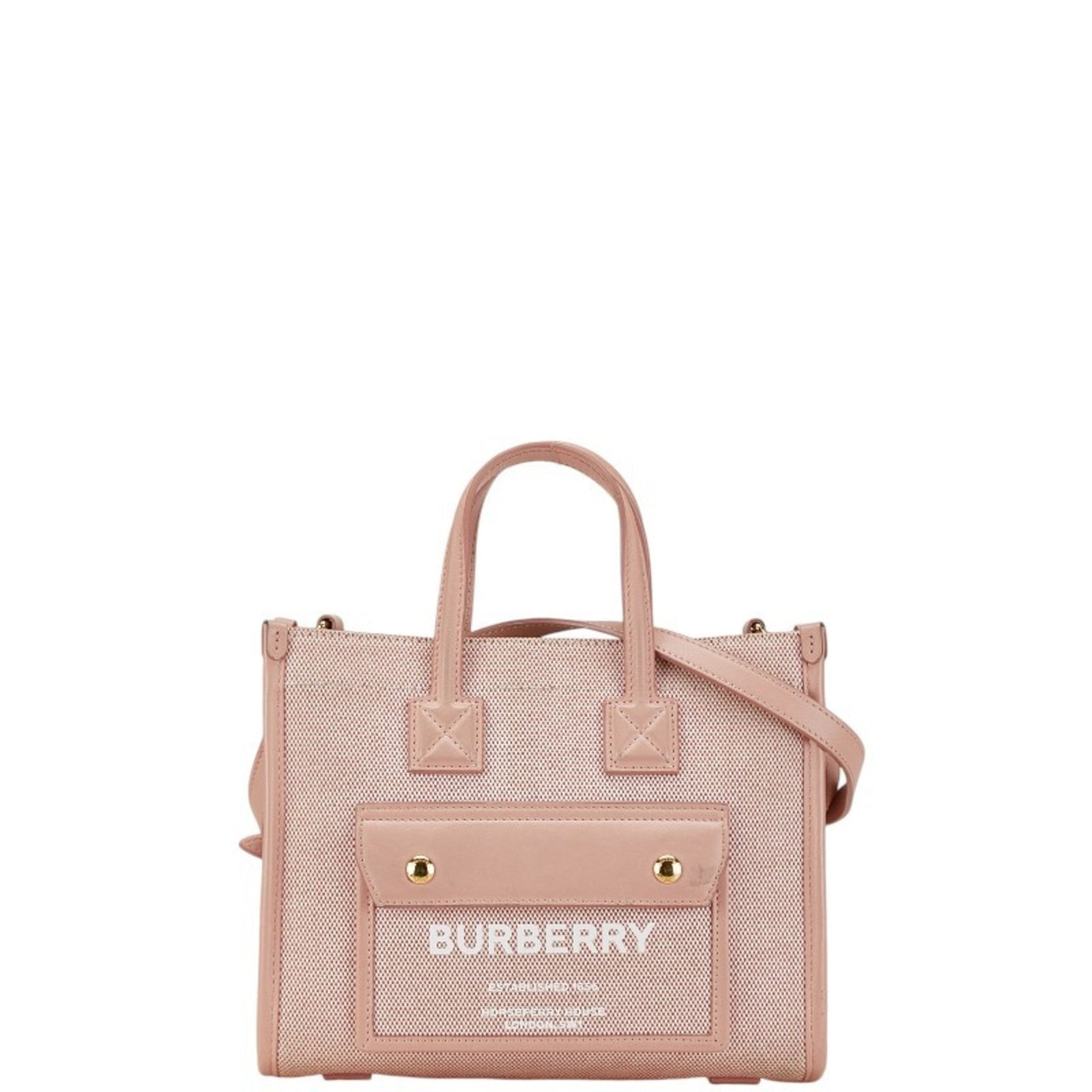 Burberry Shoulder Bag Tote Bag Canvas Pink