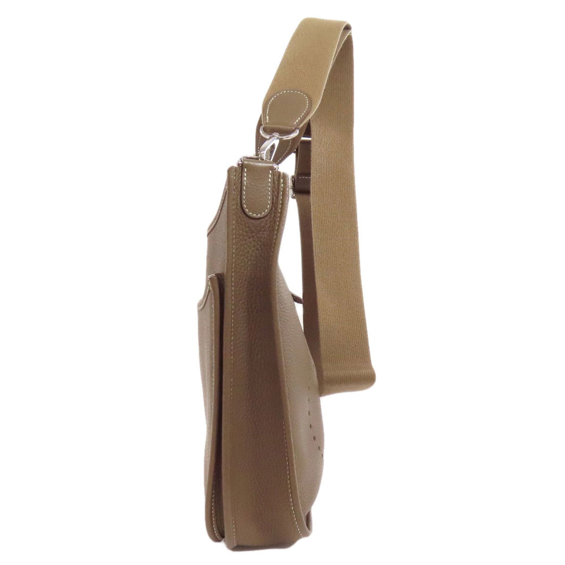 Hermes Etoupe Taurillon Clemence Shoulder Bag Leather Brown Gray Shoulder Bag 9