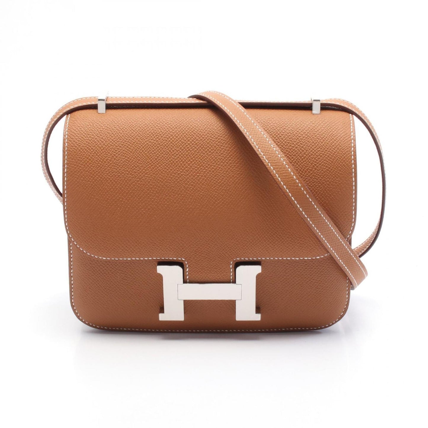 Hermes Epsom Shoulder Bag Leather Brown Gold 2