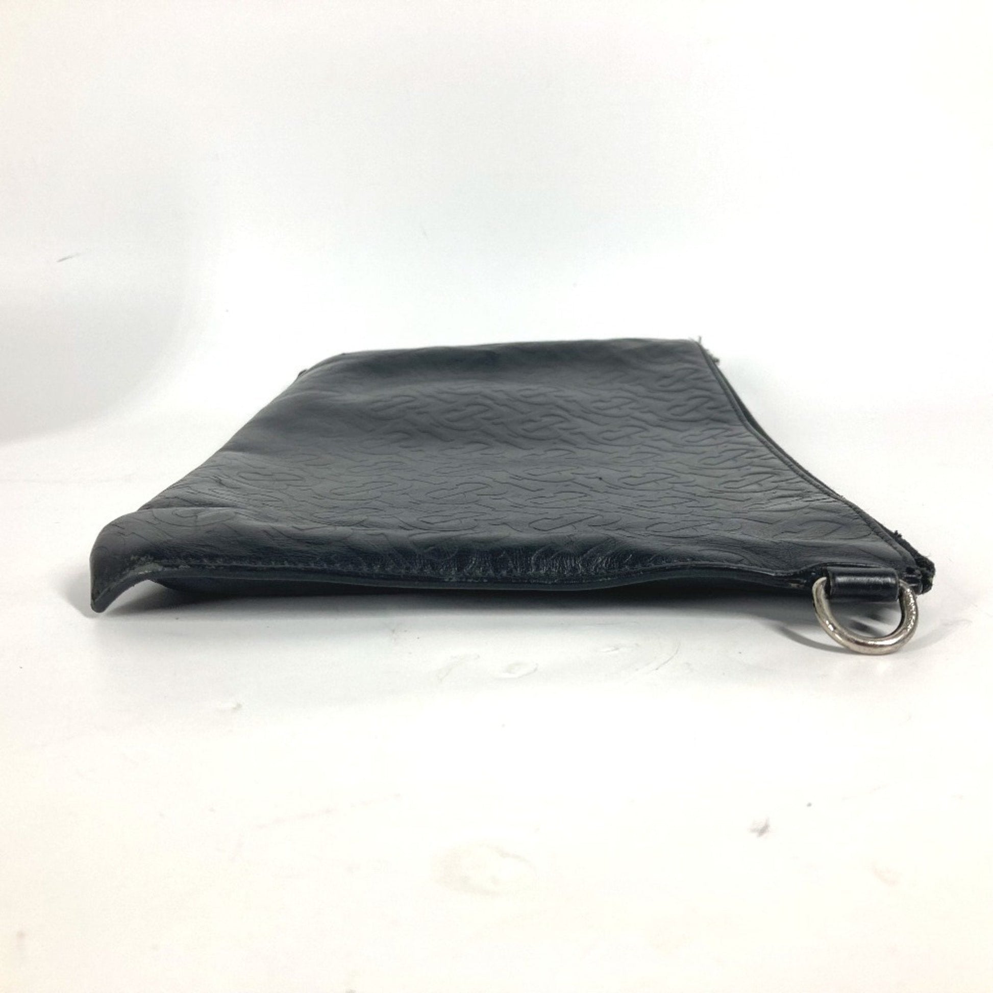 Burberry Clutch Bag Pouch Leather Black