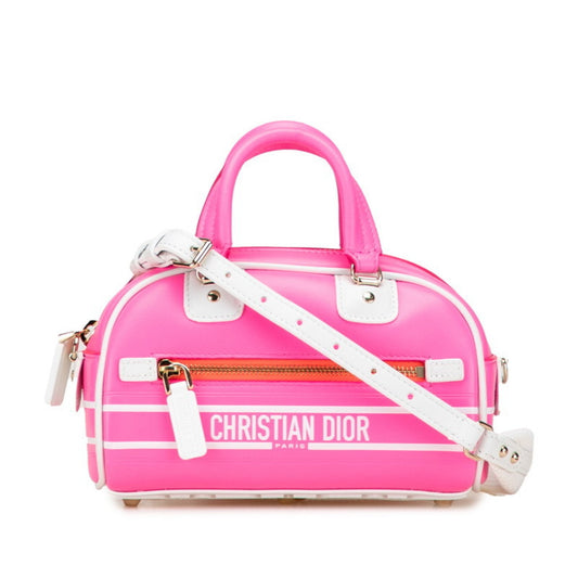 Dior Handbag Christian Leather White Pink