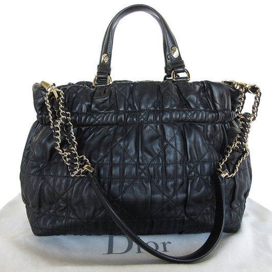 Dior Handbag Christian Shoulder Bag 60 Leather Black