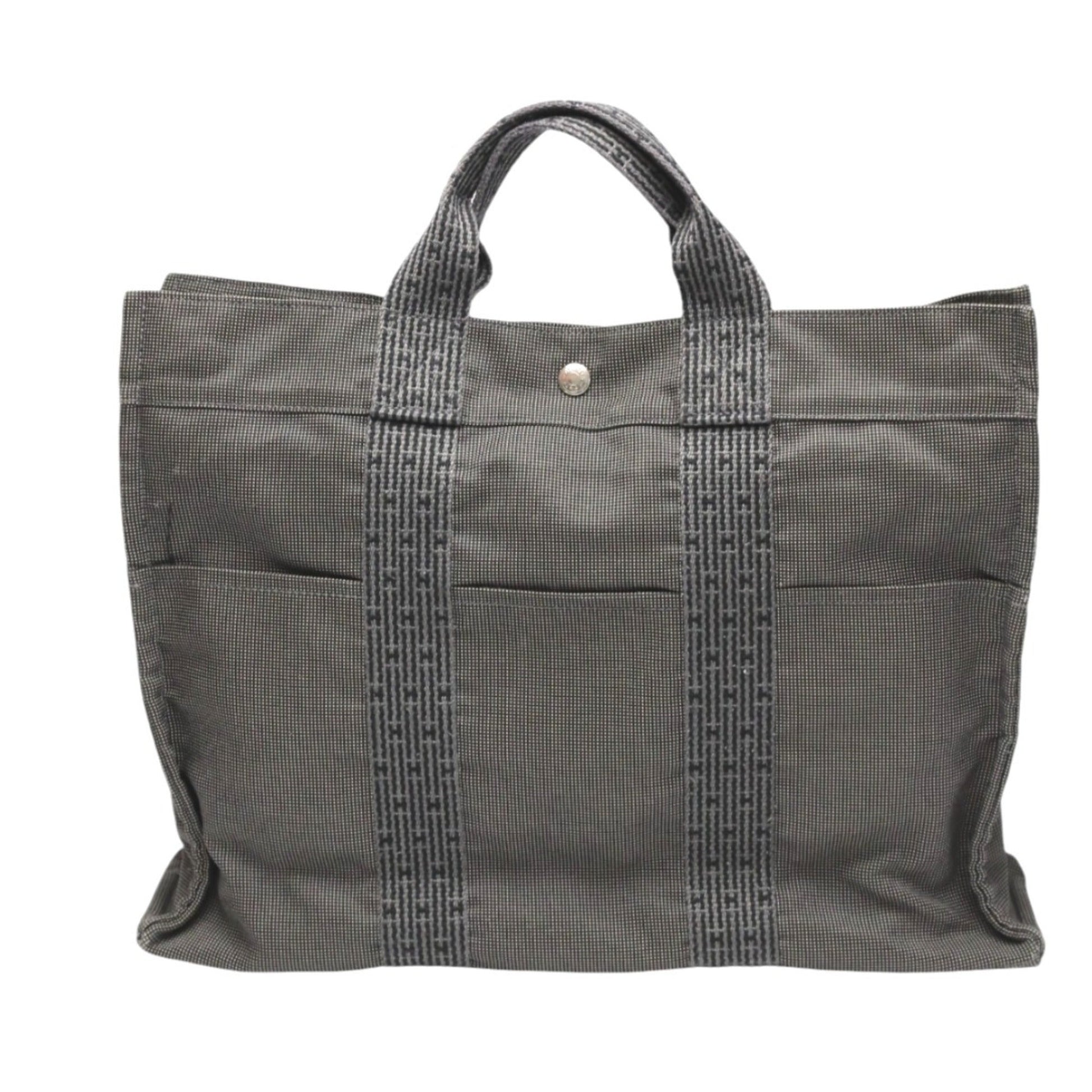 Hermes Her Line Tote Bag Canvas Gray Tote Bag 25