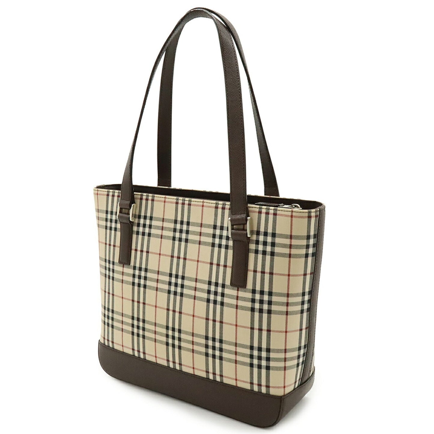 Burberry Bordeaux Dark Shoulder Bag Tote Bag Leather Canvas Black