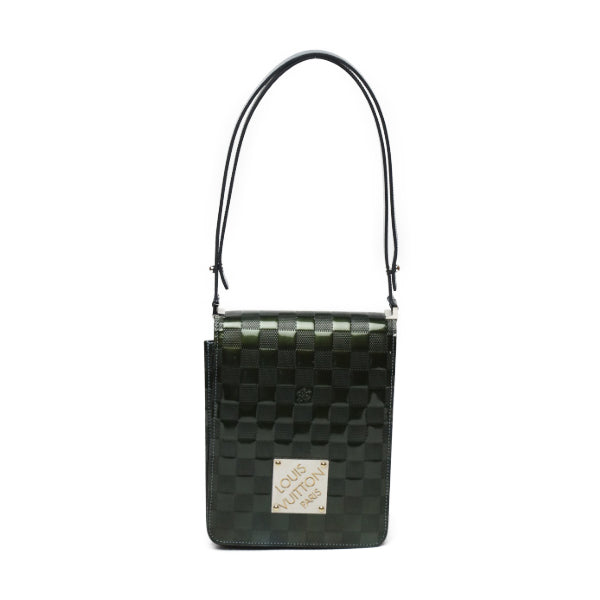 Louis Vuitton M92128 club Damier Vernis Petrol Leather Patent Blue Green Shoulder Bag