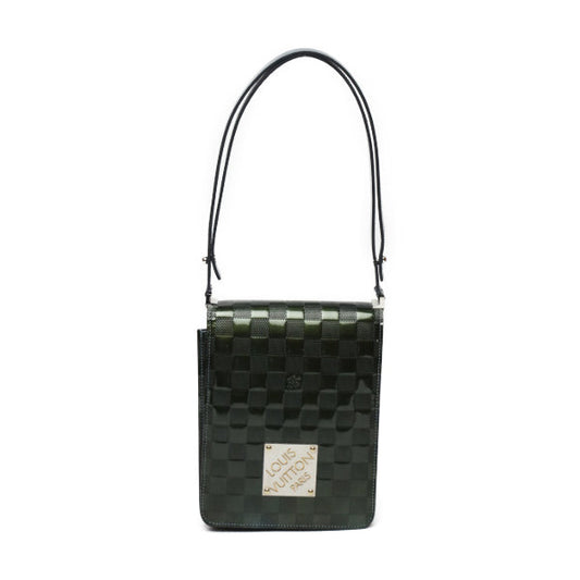 Louis Vuitton M92128 club Damier Vernis Petrol Leather Patent Blue Green Shoulder Bag