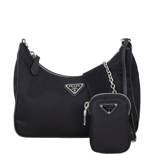 Prada Crossbody Bag Re-Edition Tessuto Shoulder Bag 18 Canvas Nylon Black