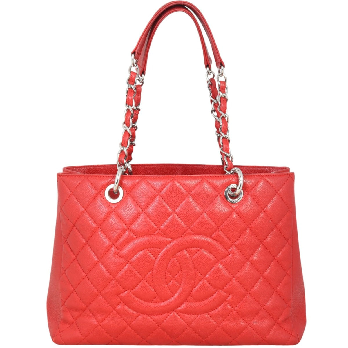 Chanel Grand Shopping Tote Quilted Red Shoulder Bag