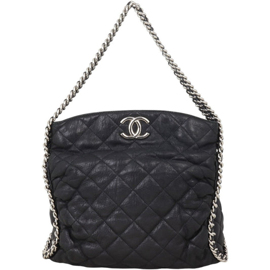 Chanel Around Hobo Quilted Black Shoulder Bag