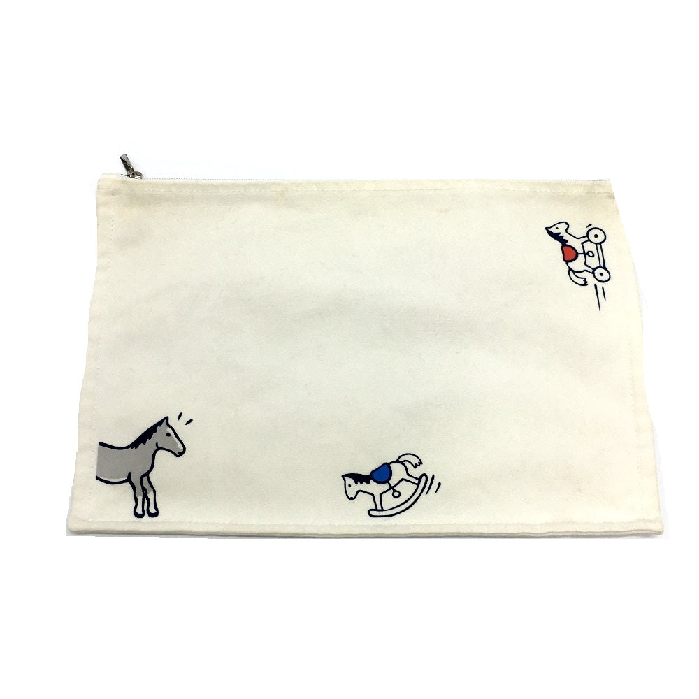 Pouch Cotton Off Horse Adada Gm Unisex(Unisex) White Travel Bag