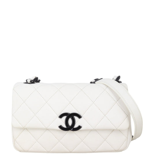 Chanel My Everything Flap Small Handbag Quilted White Crossbody Bag