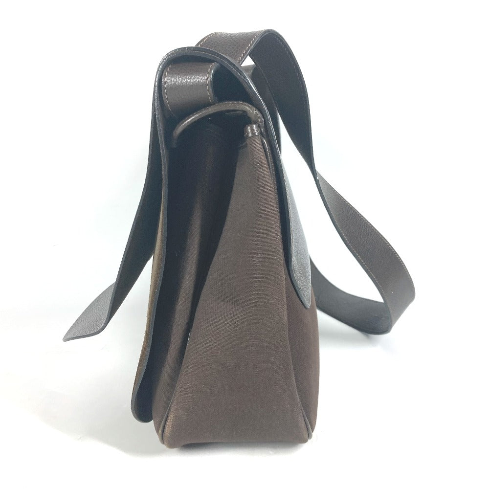 Hermes Shoulder Bag Sac Colorado Gm Women Leather Canvas Brown