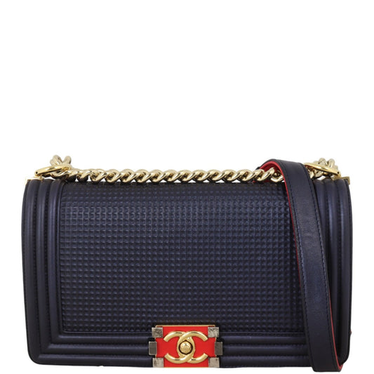 Chanel Boy Cube Old Handbag Black Medium Crossbody Bag
