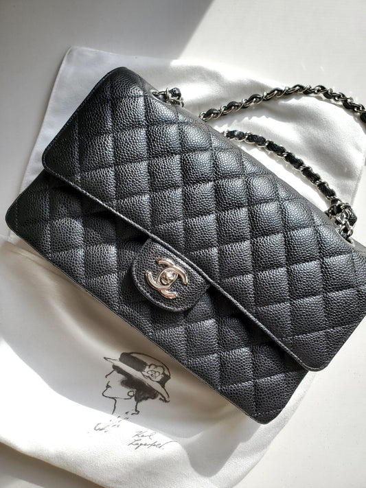 Chanel 2018 Classic Medium Double Flap Caviar Accessory