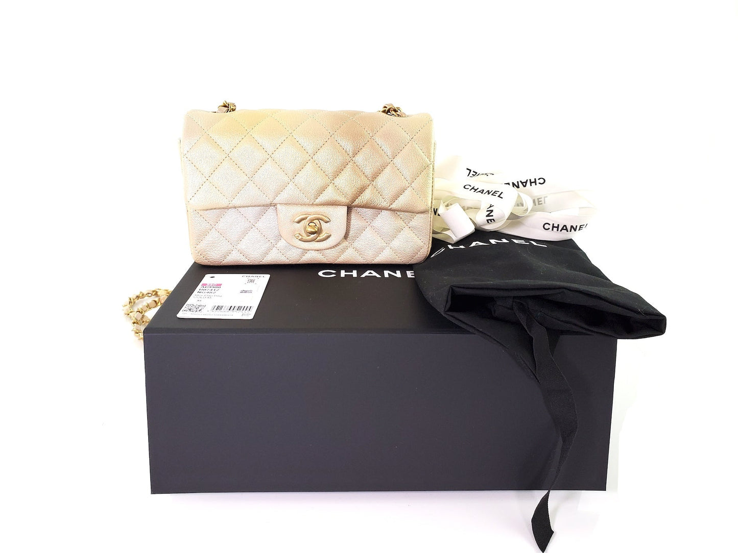 Chanel New Classic 2022 Rectangular Mini Gold Ombre Flap Bag