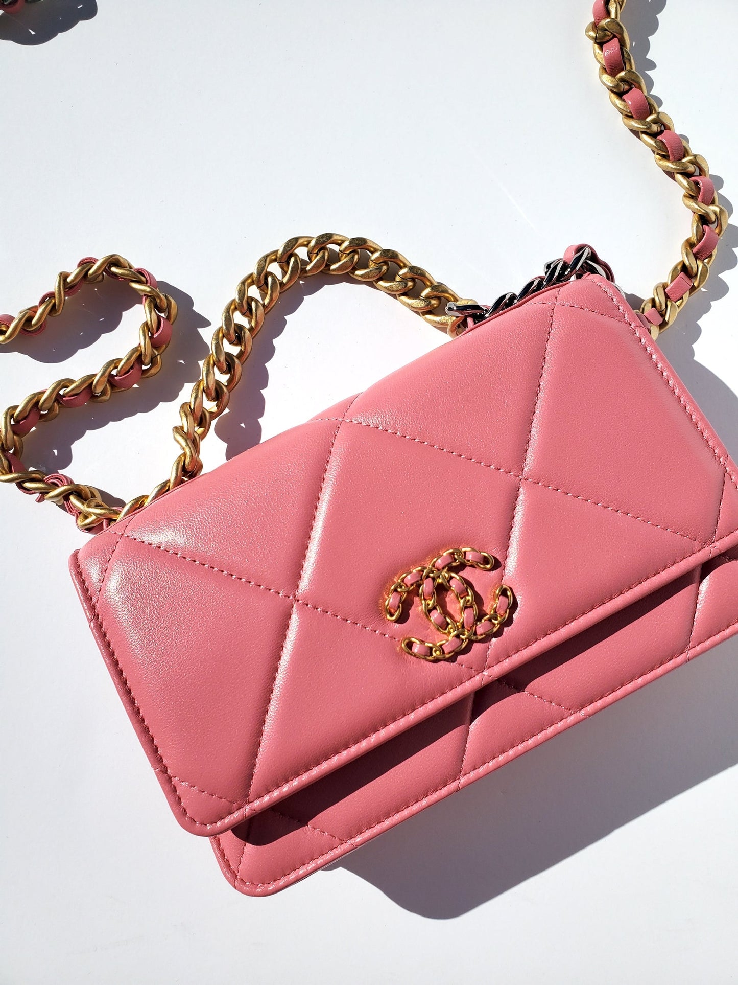 Chanel New 19 Pink Wallet on the Chain WOC Bag