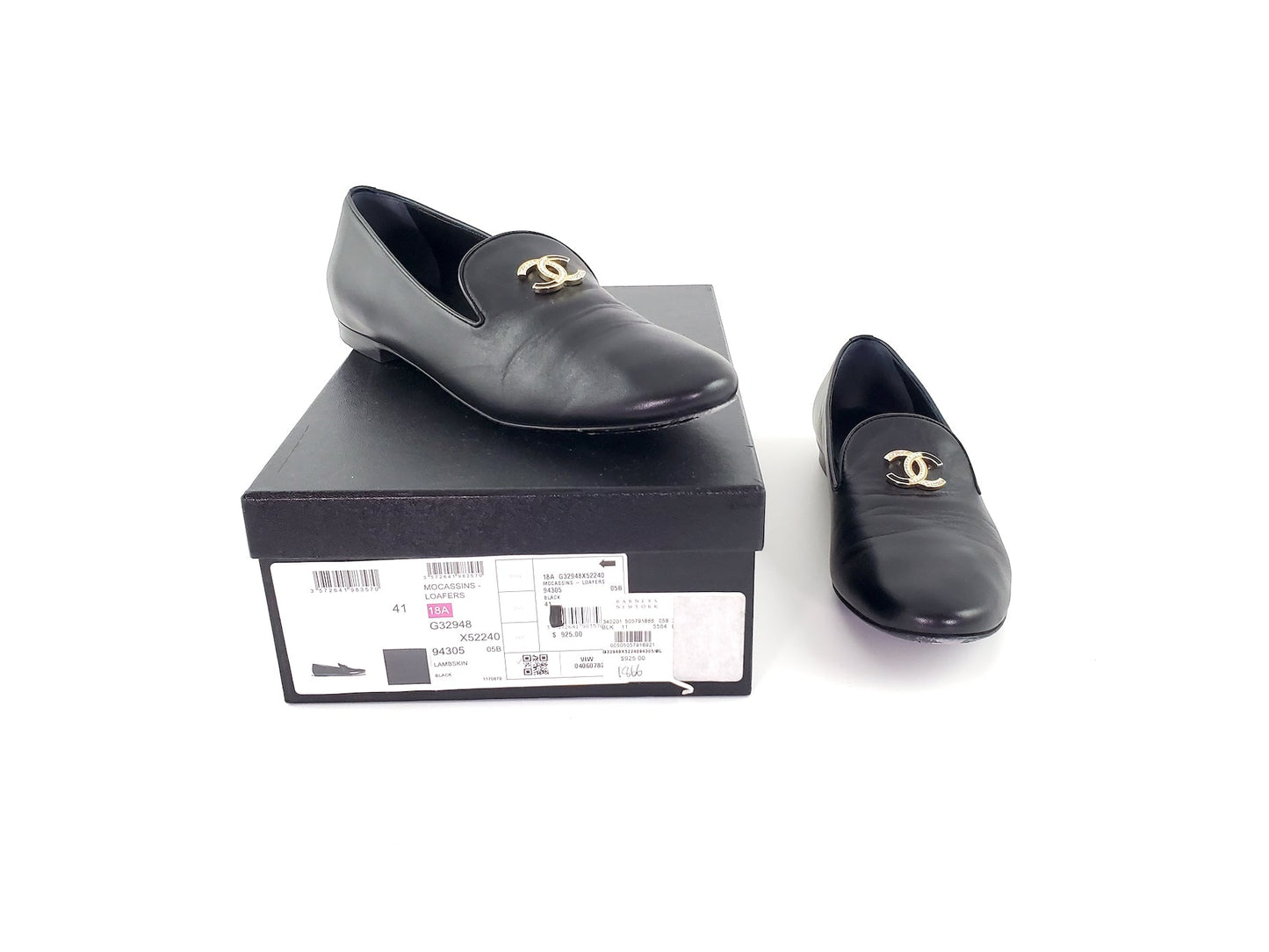 Chanel 2018 Black CC Logo Loafers 41