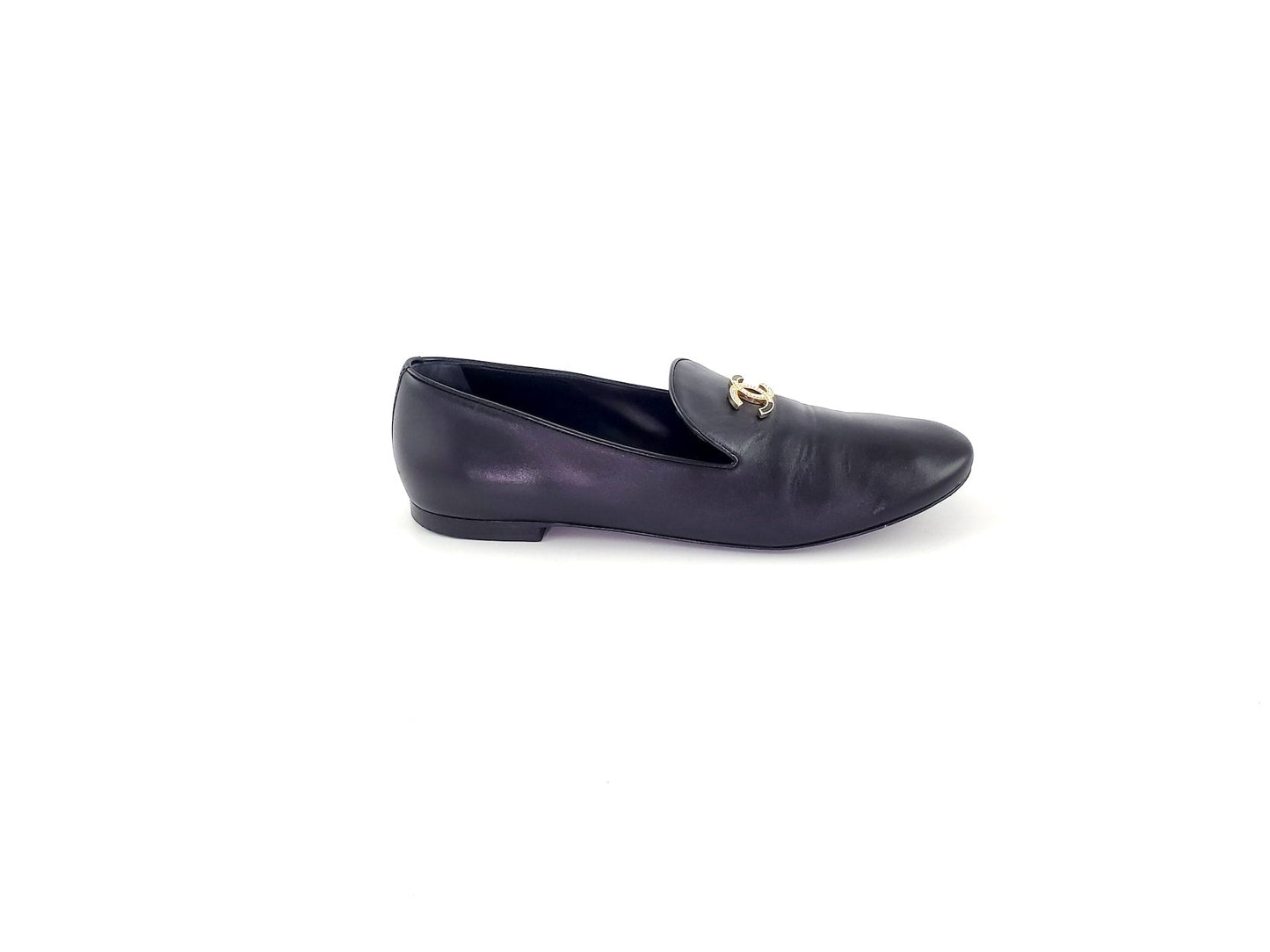 Chanel 2018 Black CC Logo Loafers 41