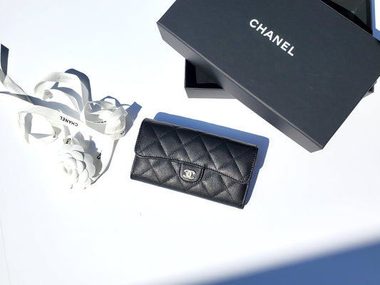 Chanel New Black Caviar Classic Flap Medium Wallet