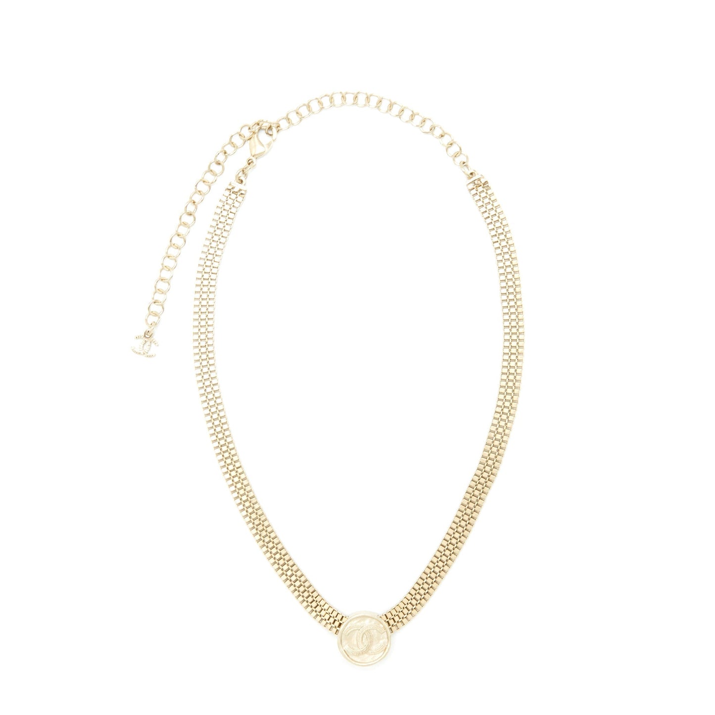 Chanel 22P Round CC Logo Choker Tone Gold Handbag