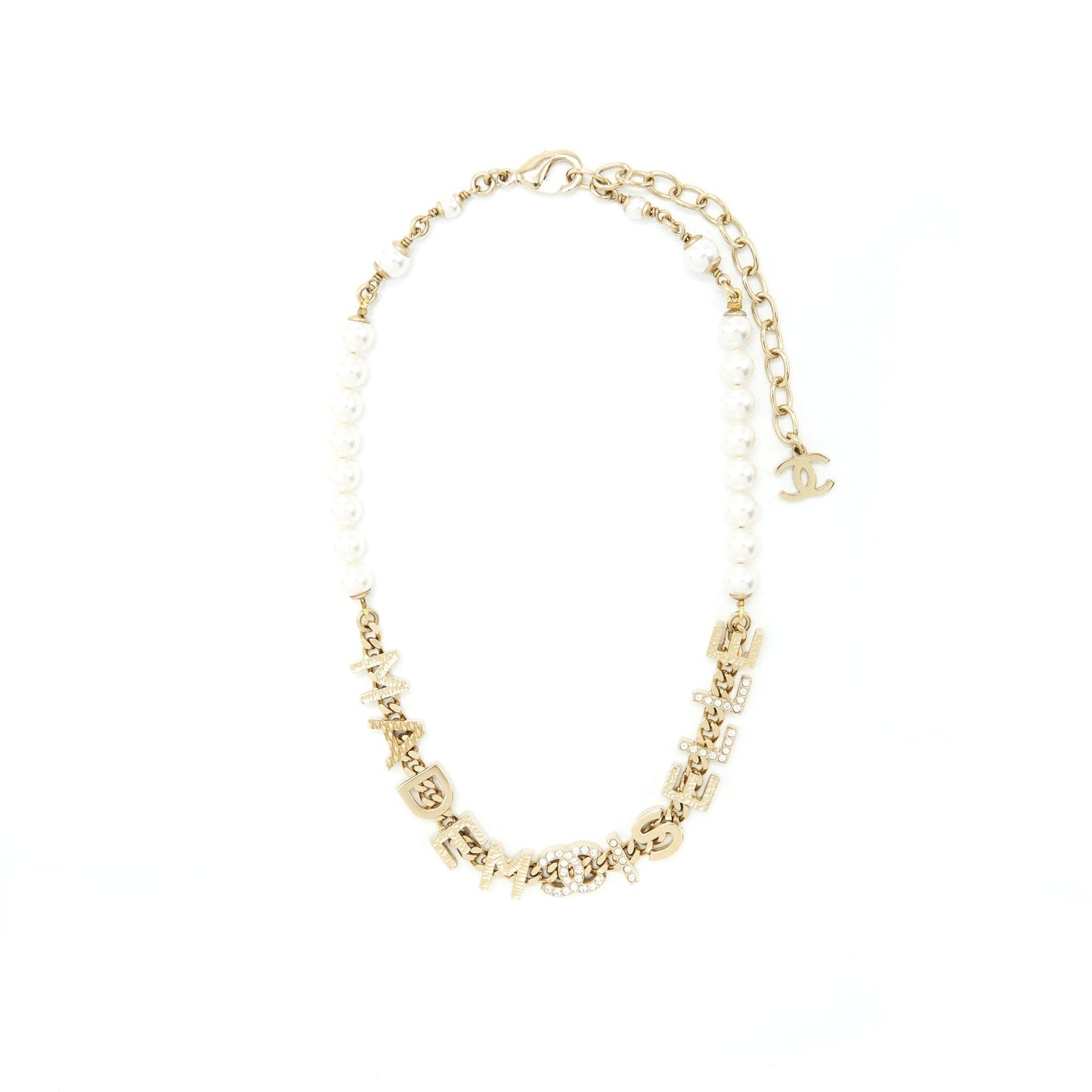 Chanel Letter Pearl Choker Light Tone Gold Handbag
