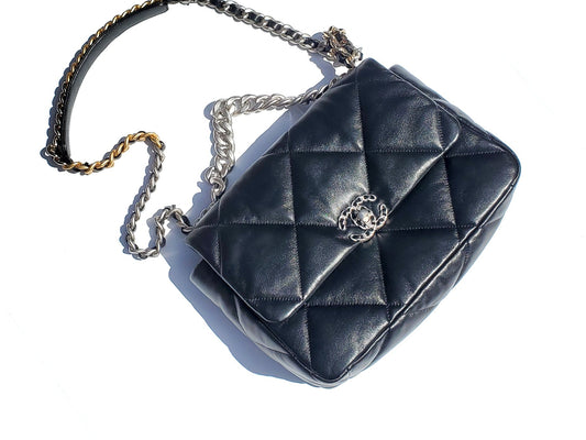 Chanel 19 Black Lambskin Quilted Large Flap Bag