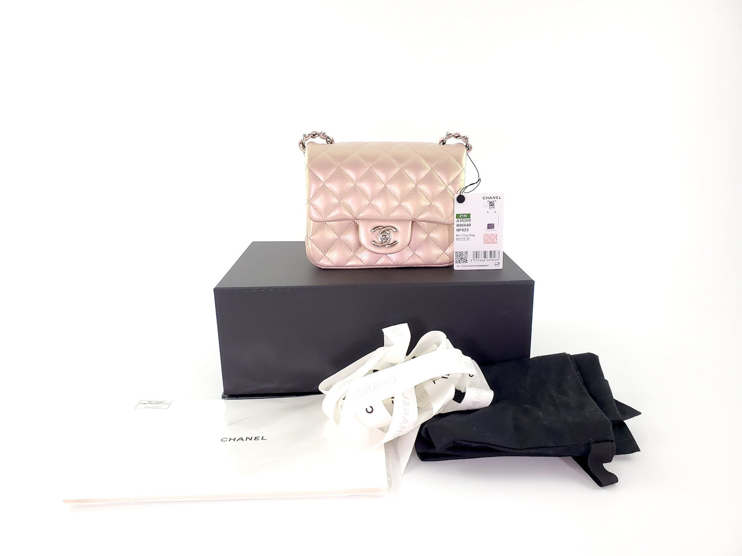 Chanel New Square Mini 2021 Iridescent Pink Calfskin Leather Accessory