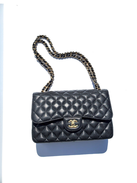 Chanel Black Caviar Jumbo Classic Double Flap Bag