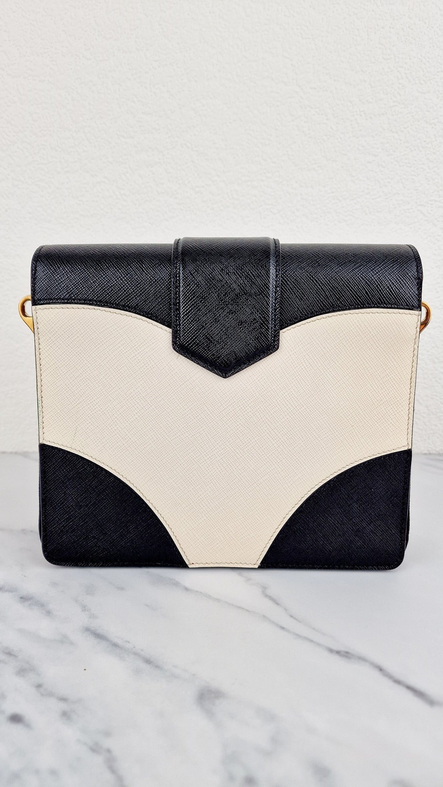 Prada Turnlock Satchel Bicolor Crossbody Bag In Leather Saffiano Black Satchel Bag