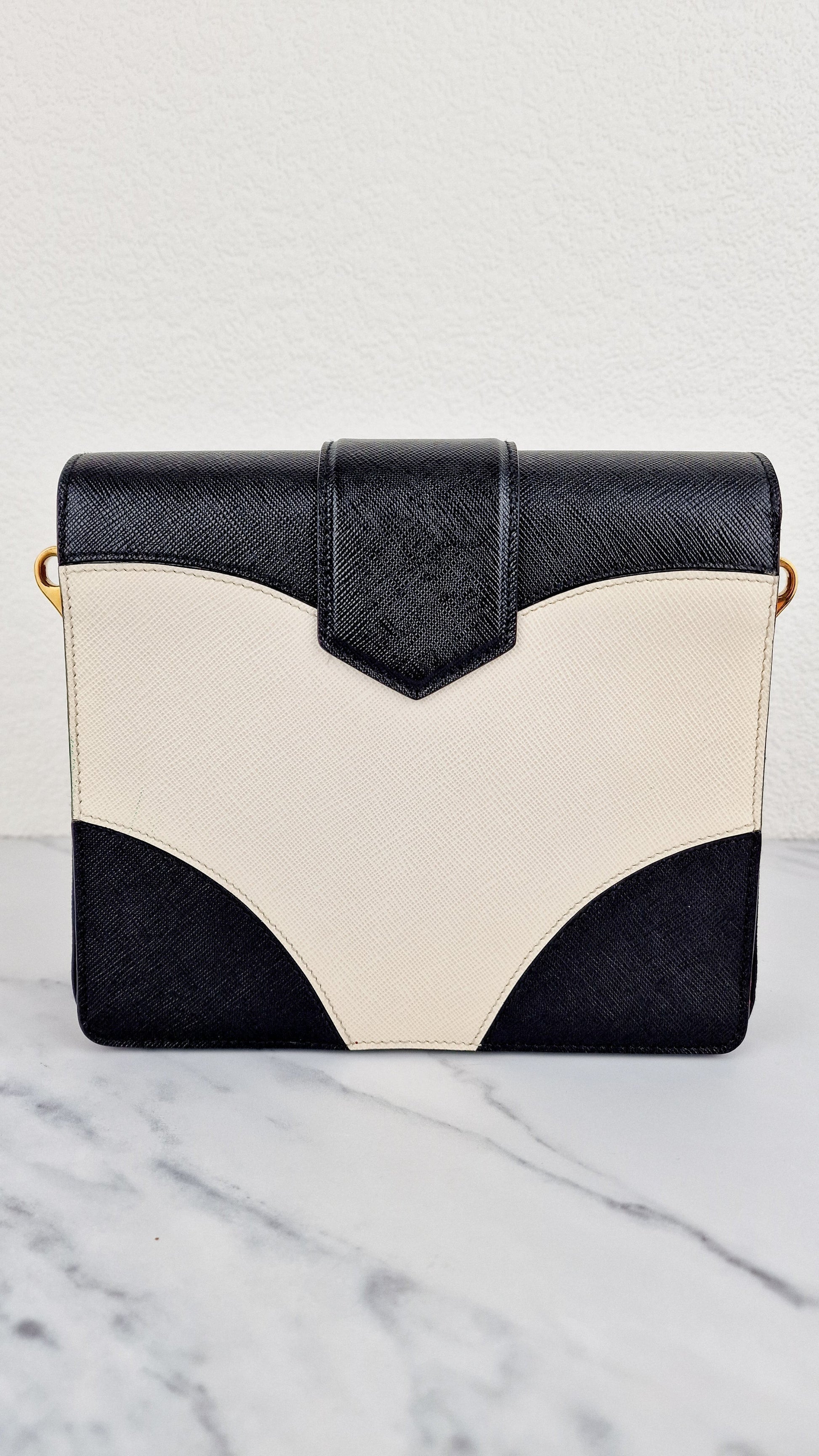 Prada Turnlock Satchel Bicolor Crossbody Bag In Leather Saffiano Black Satchel Bag