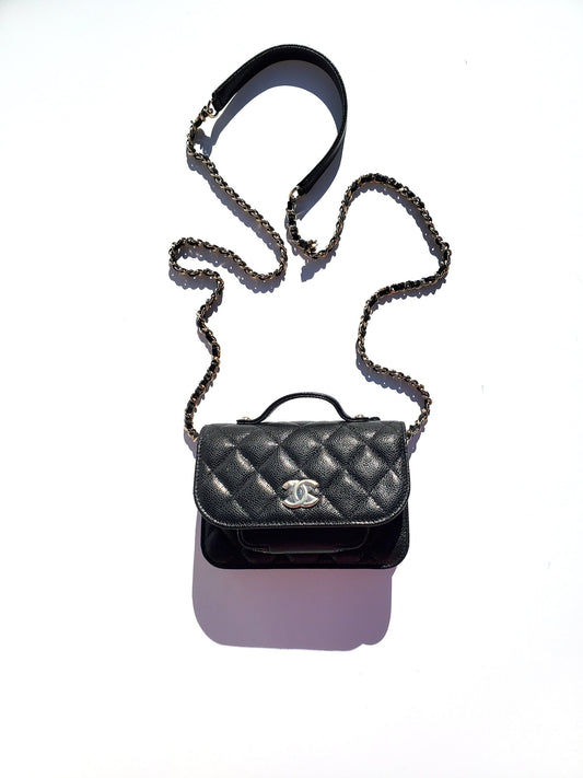 Chanel New Black Caviar Mini Business Affinity Crossbody Chain Bag