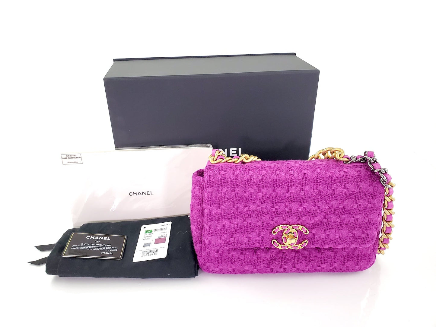 Chanel 19 Small Tweed Magenta Pink Accessory