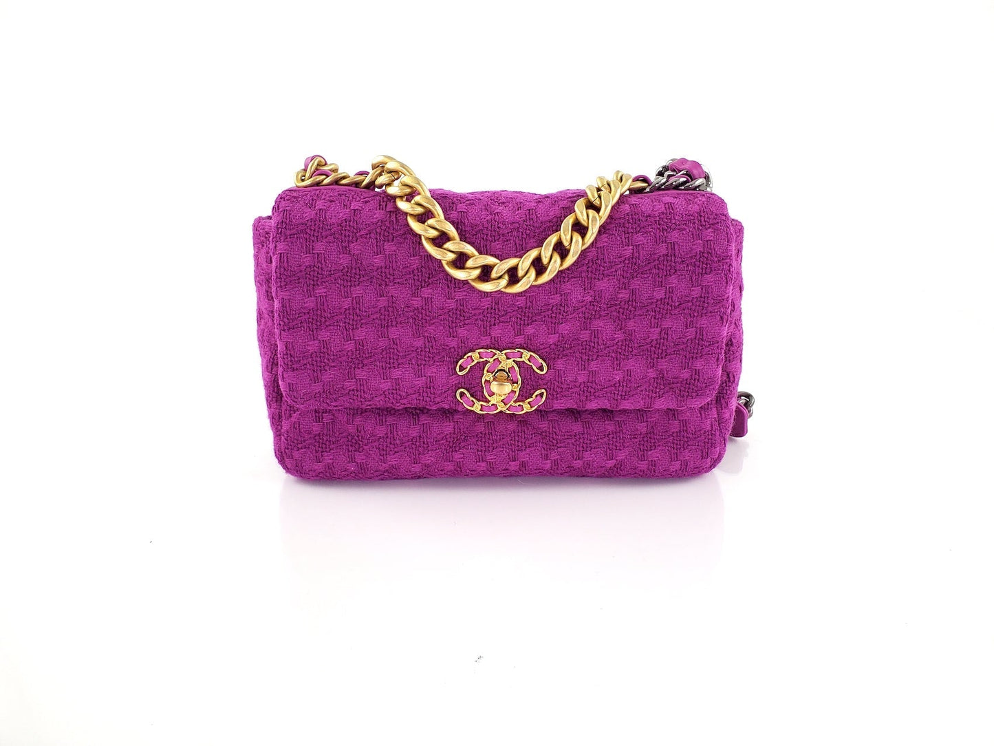 Chanel 19 Small Tweed Magenta Pink Accessory