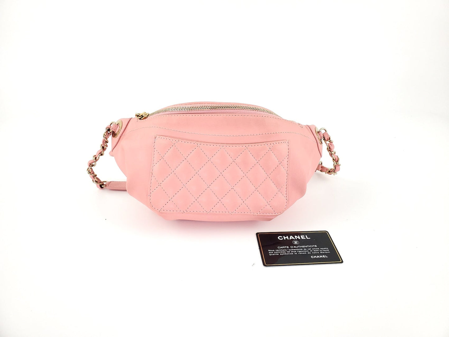 Chanel Pink Leather CC Quilted Bi Waist Accessory