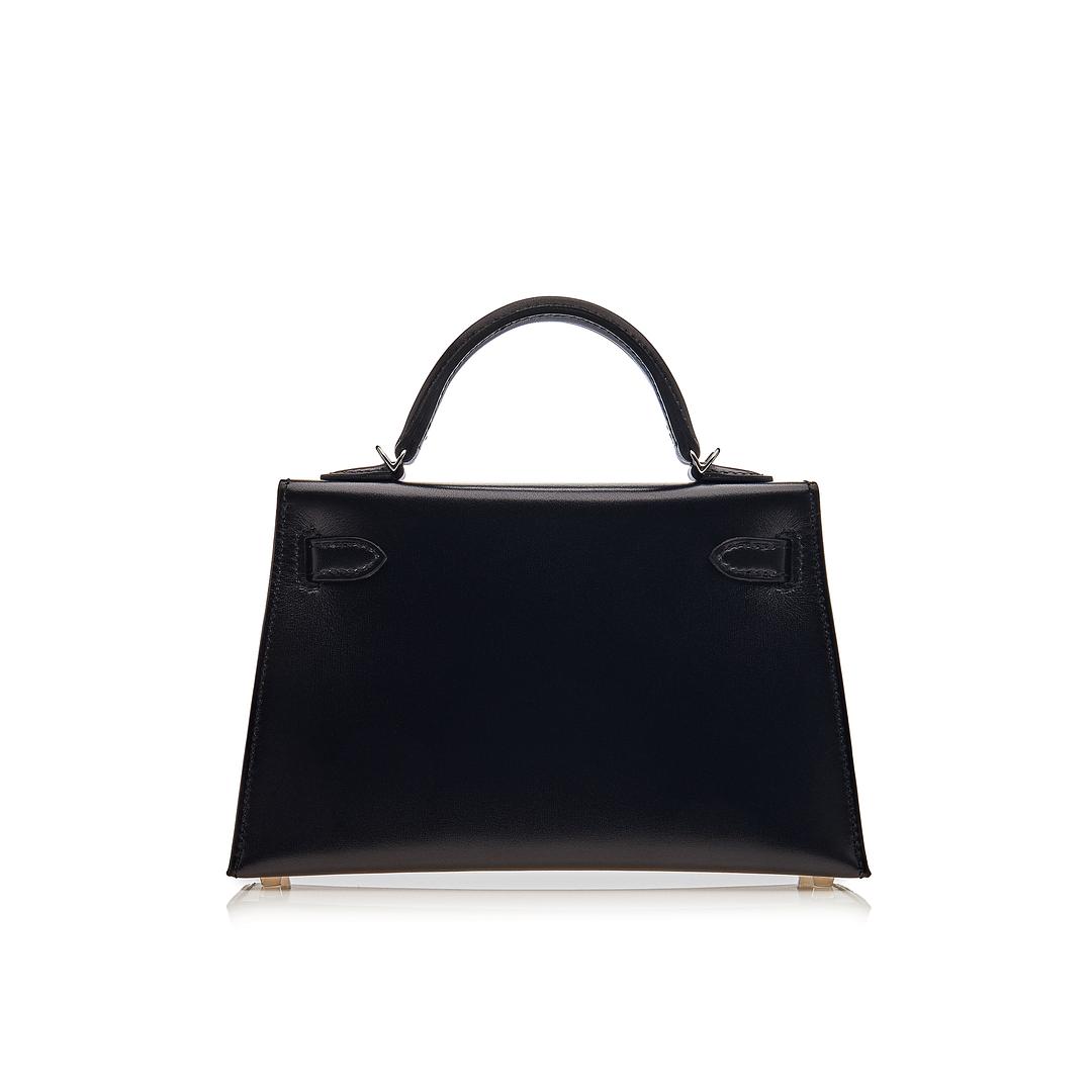 Gucci Hermes Kelly Sellier Noir Box Handbag Leather Mini Travel Bag