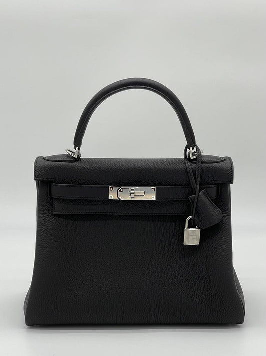 Gucci Hermes Kelly Retourne Togo Noir Palladium Hardware Handbag Travel Bag