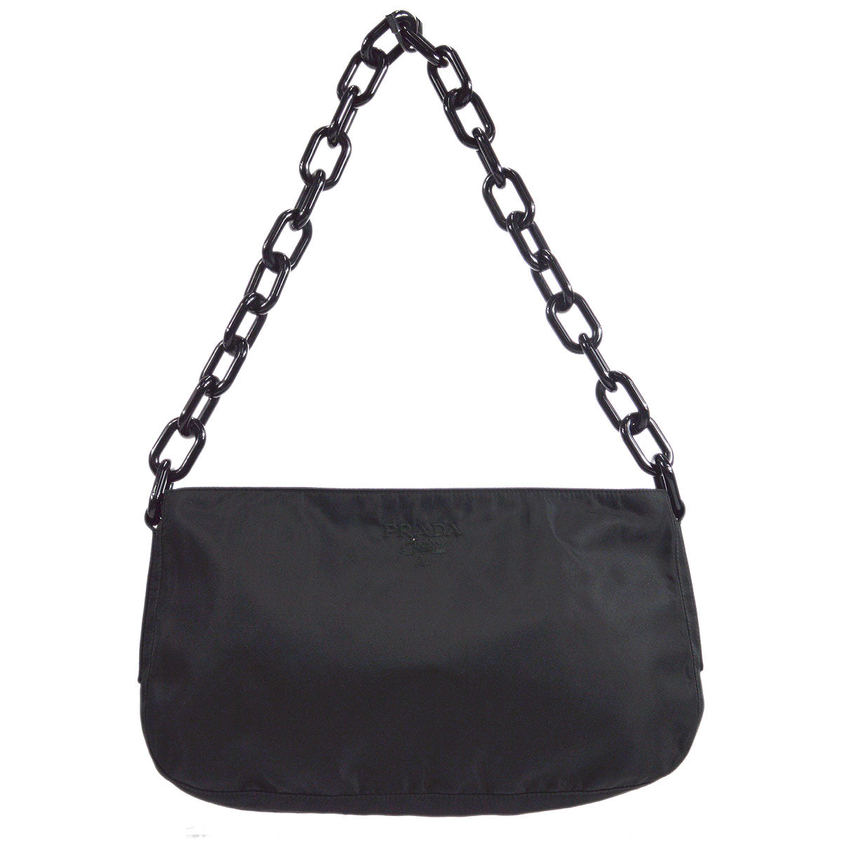 Prada Acrylic Handbag Black Chain Travel Bag