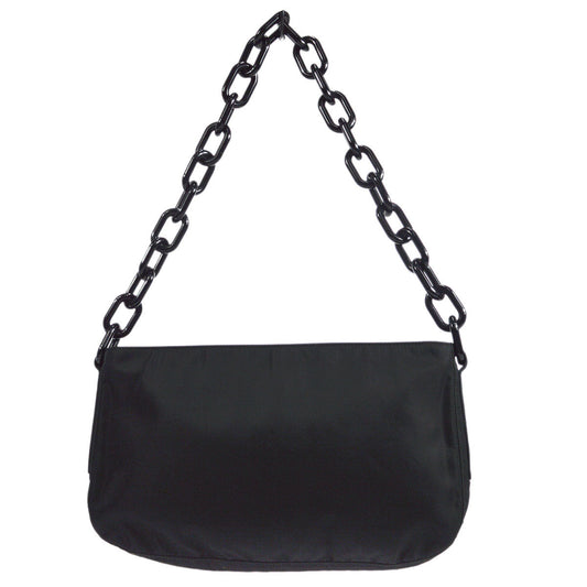 Prada Acrylic Handbag Black Chain Travel Bag