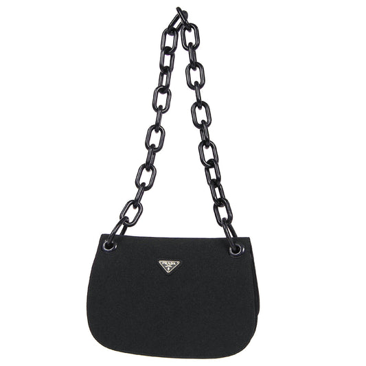 Prada Plastic Shoulder Bag Black Chain