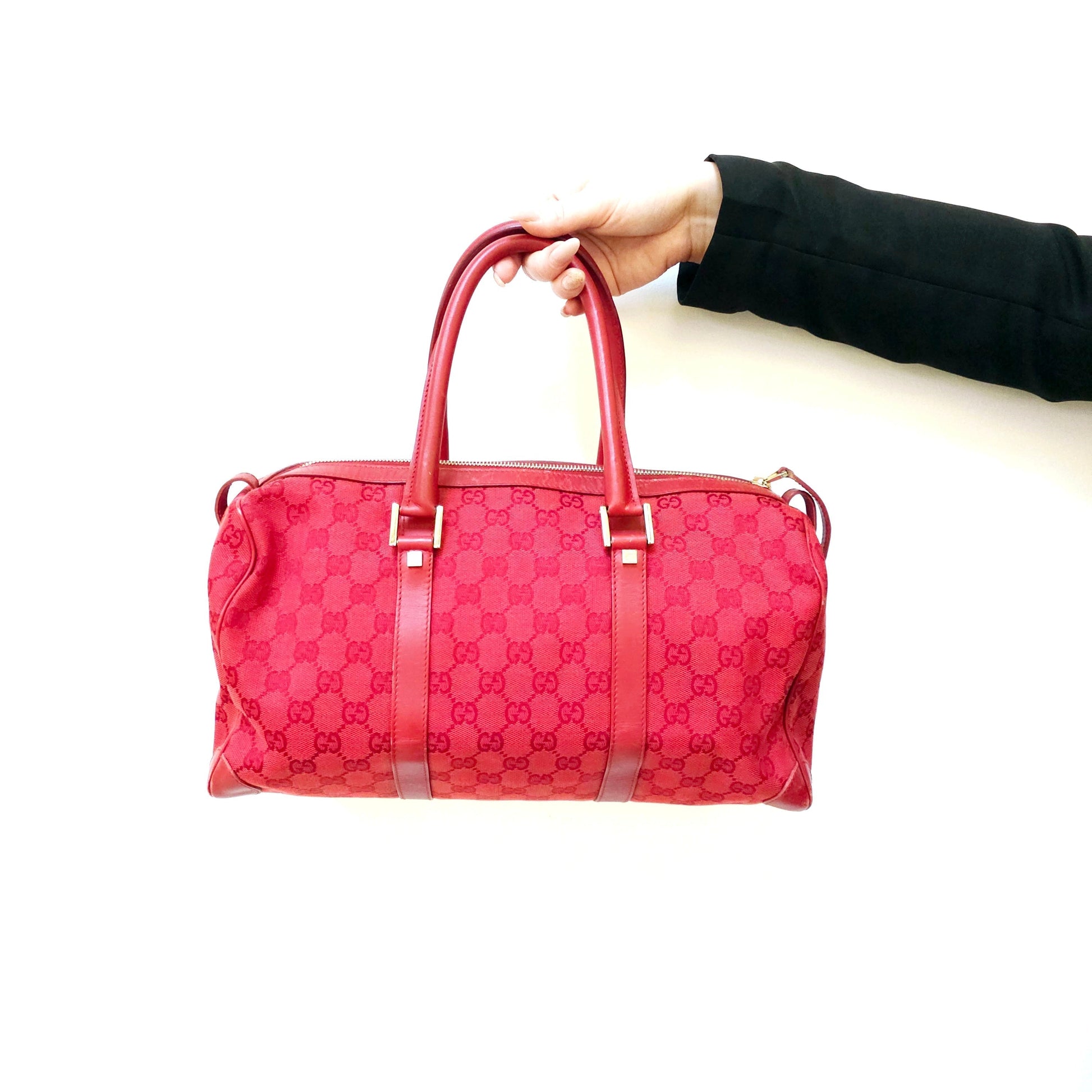 Gucci Boston Bag Tws Canvas Red Travel Bag