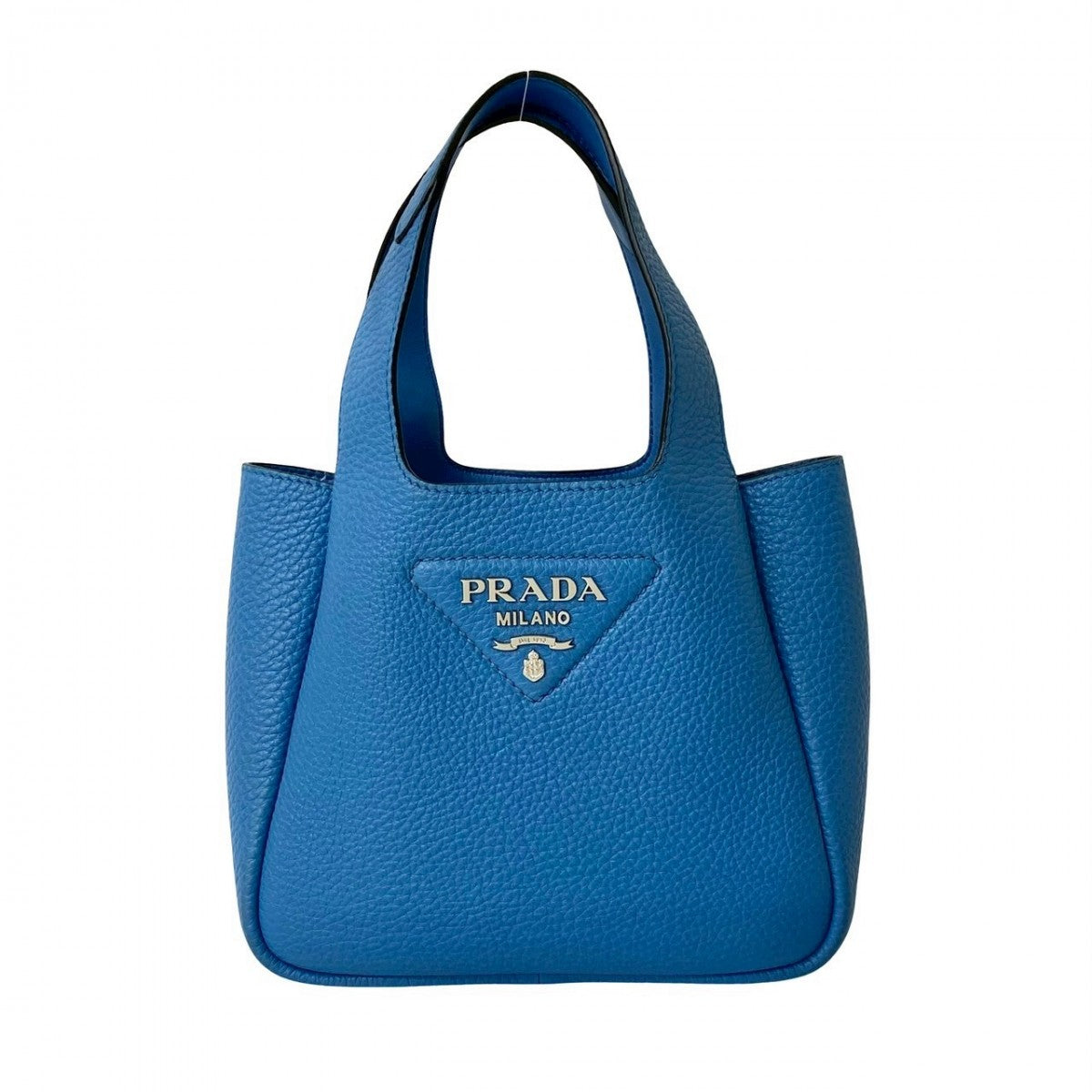 Triangle Metal Women Leather Blue Travel Bag
