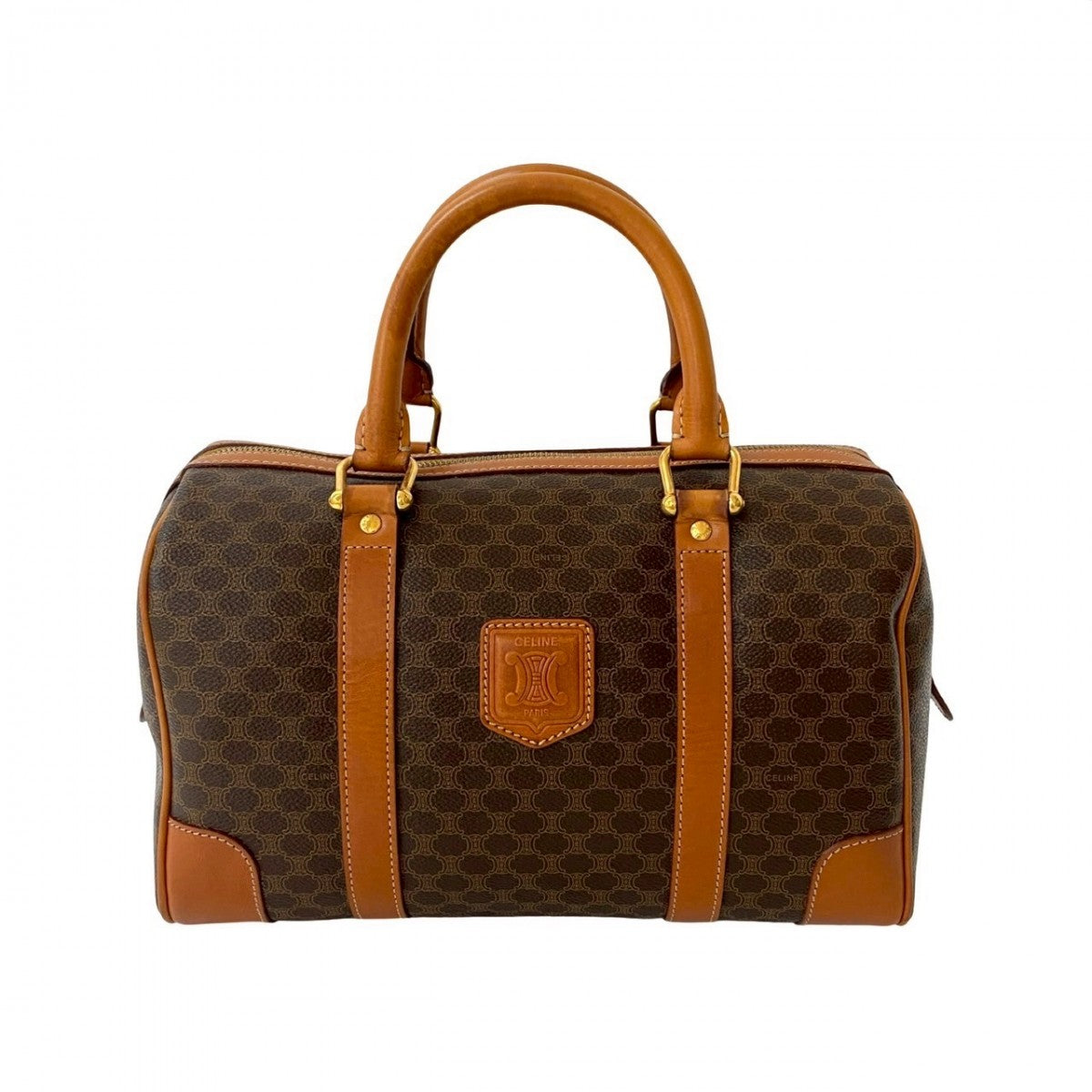 Pvc Macadam Blason Triomphe Women Leather Brown Travel Bag
