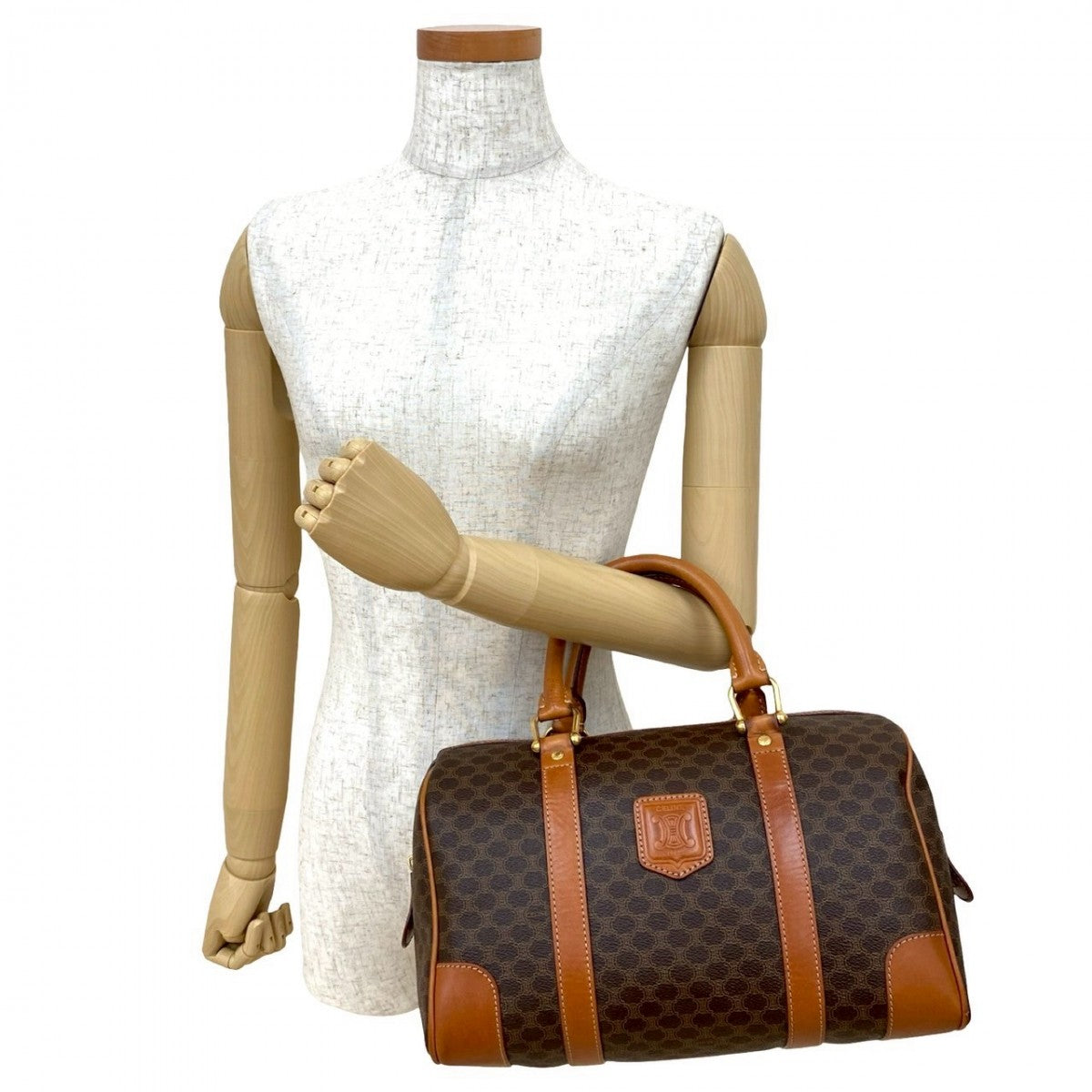 Pvc Macadam Blason Triomphe Women Leather Brown Travel Bag