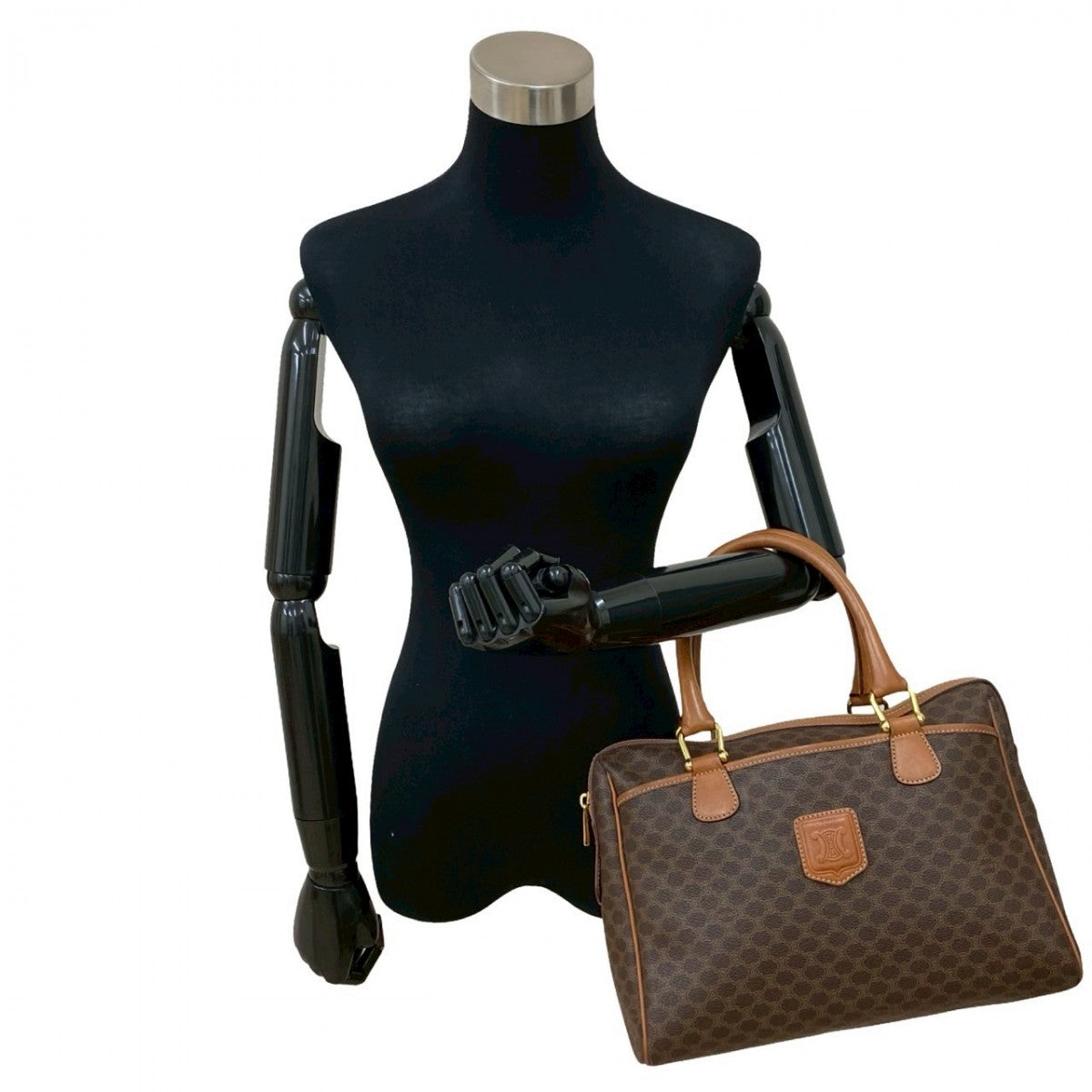 Pvc Macadam Blason Triomphe Pattern Women Leather Brown Travel Bag