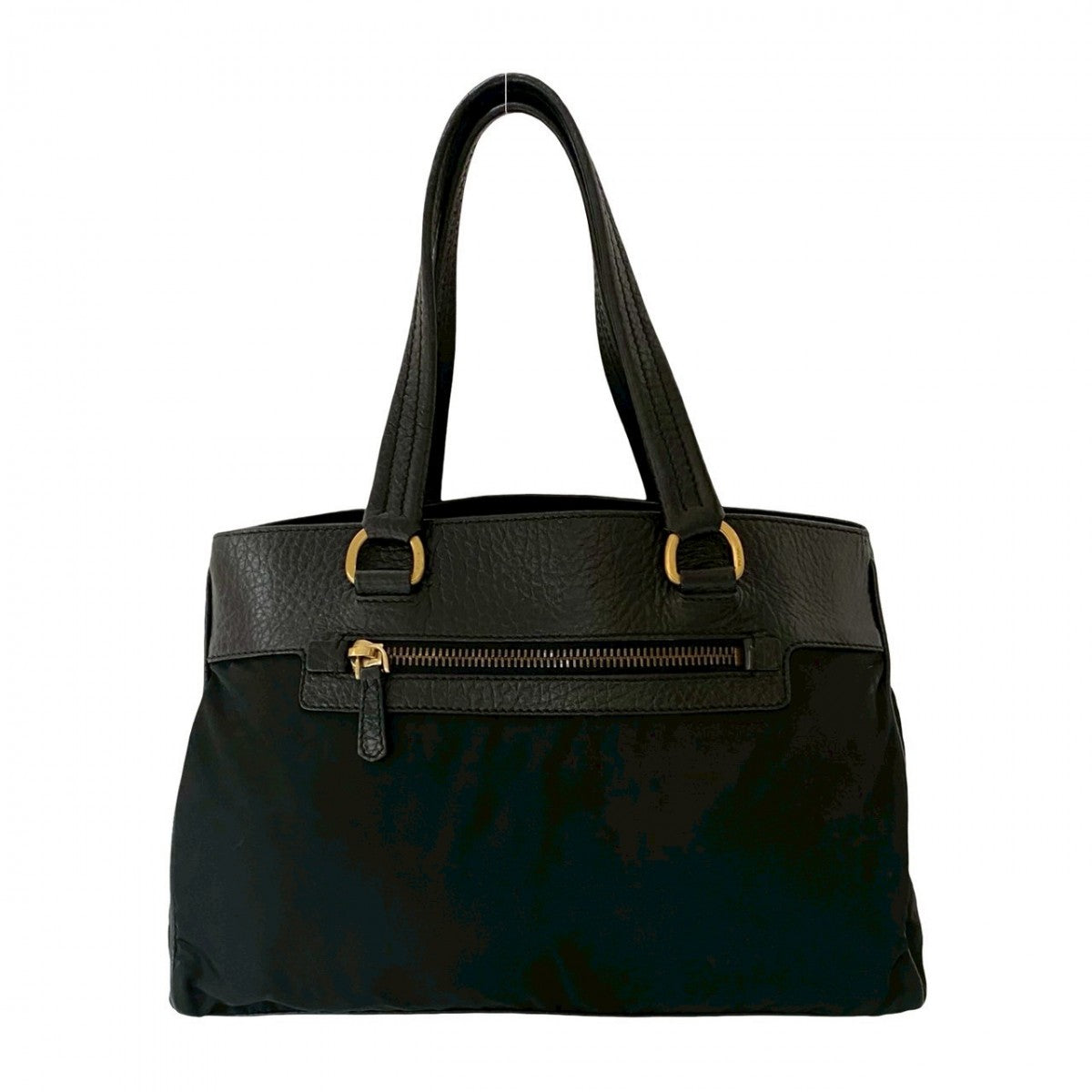 Triangular Logo Women Leather Nylon Travel Bag