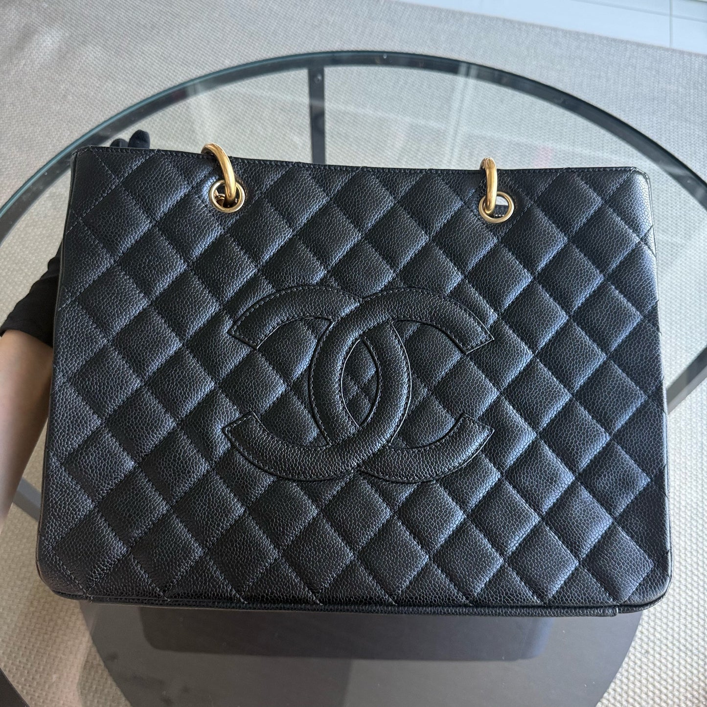 Chanel GST Grand Shopping Tote - Caviar Grained Quilted Black Tote Bag Series 15