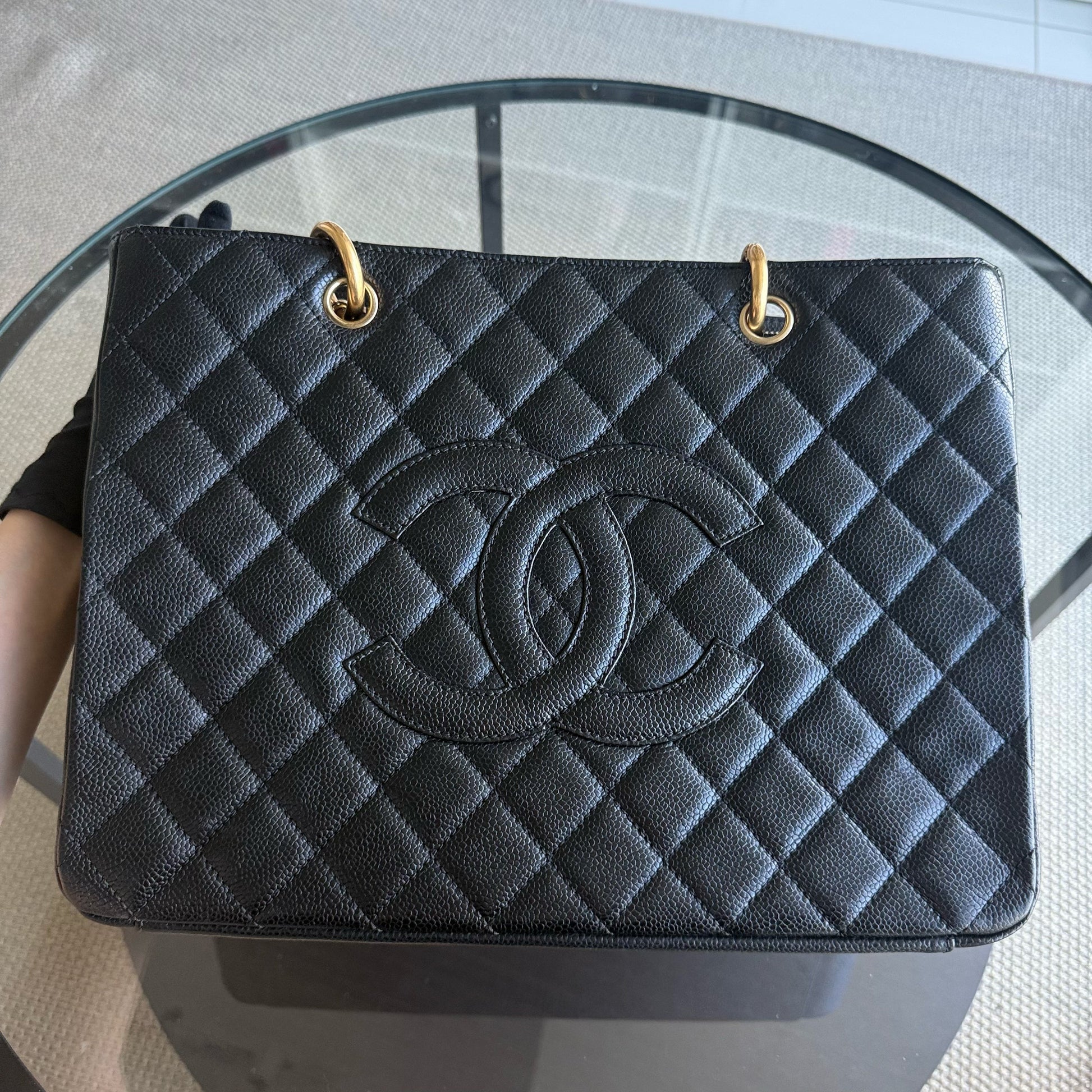Chanel GST Grand Shopping Tote - Caviar Grained Quilted Black Tote Bag Series 15