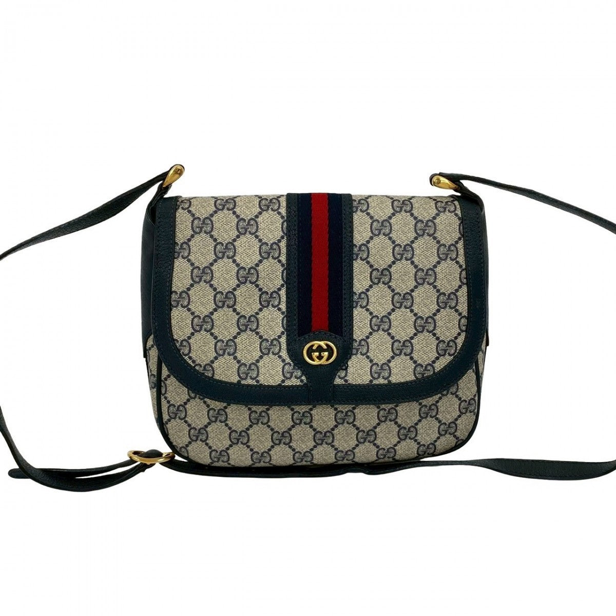Gucci Sherry line Leather Navy Shoulder Bag
